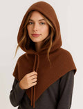 Ladies Simple Fashionable Drawstring Hooded Knit Scarf