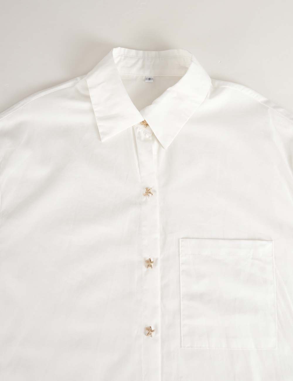 Ladies Metal Starfish Button Shirt & Wide Leg Shorts Matching Set
