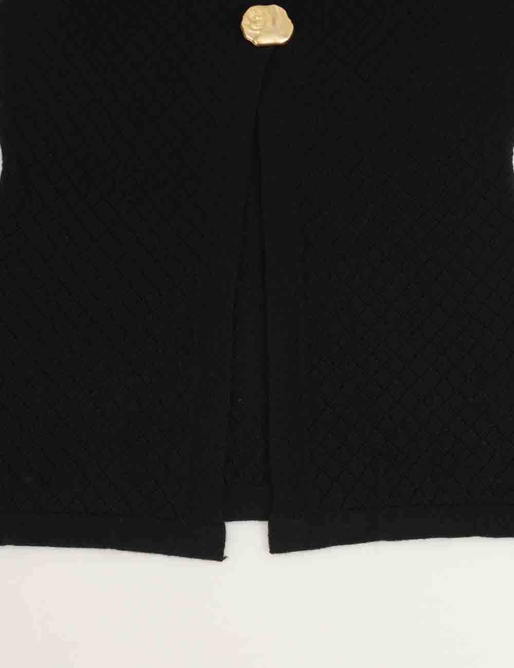 Ladies Chic Metal Button Diamond Knit V-Neck Vest
