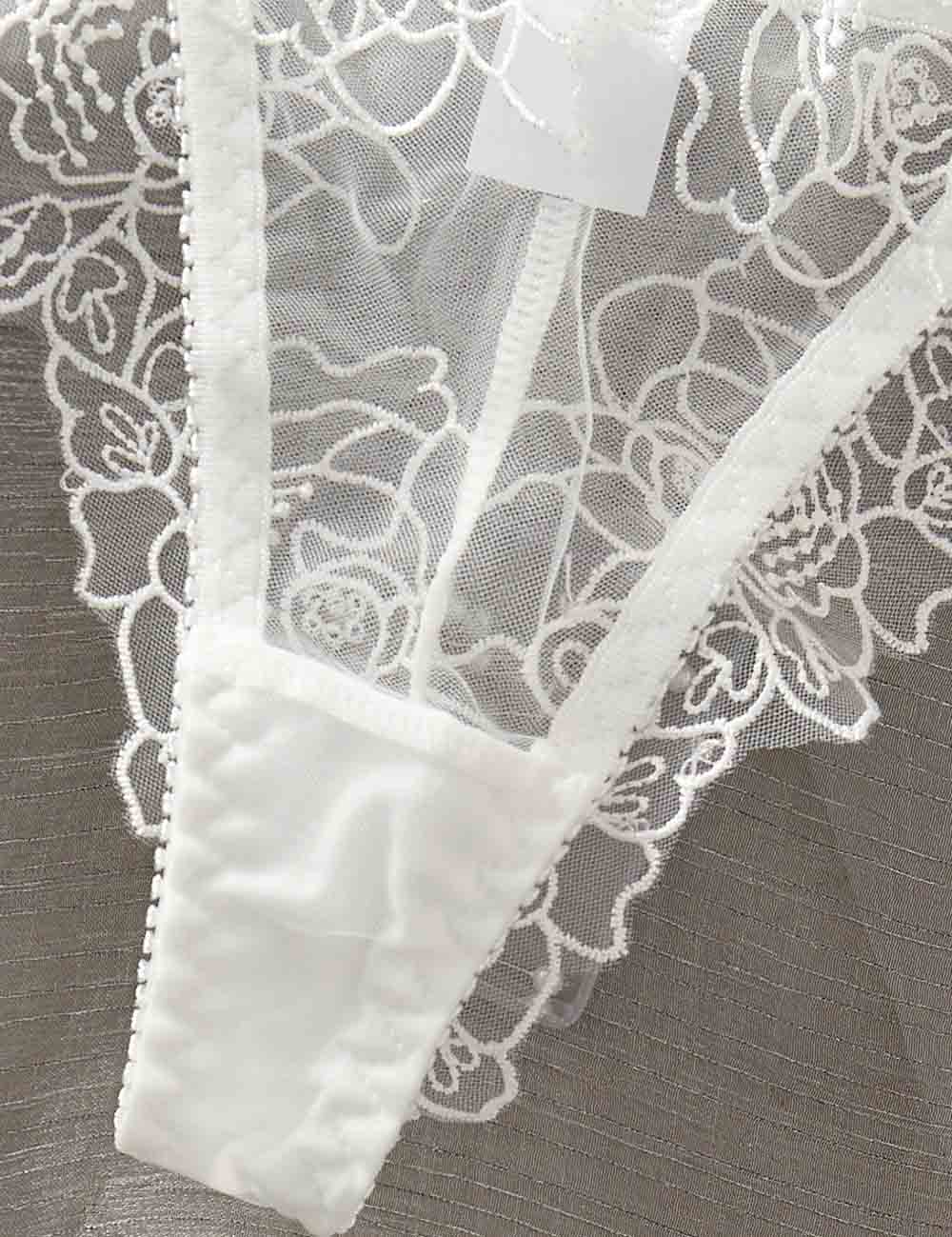 Ladies Floral Embroidery See Through 2PCS Lingerie Set 8XY6138