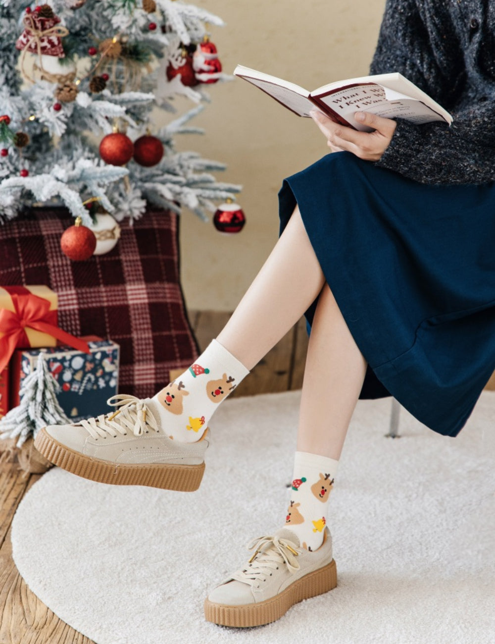 Ladies Merry Christmas Over Ankle Socks SKASC4178