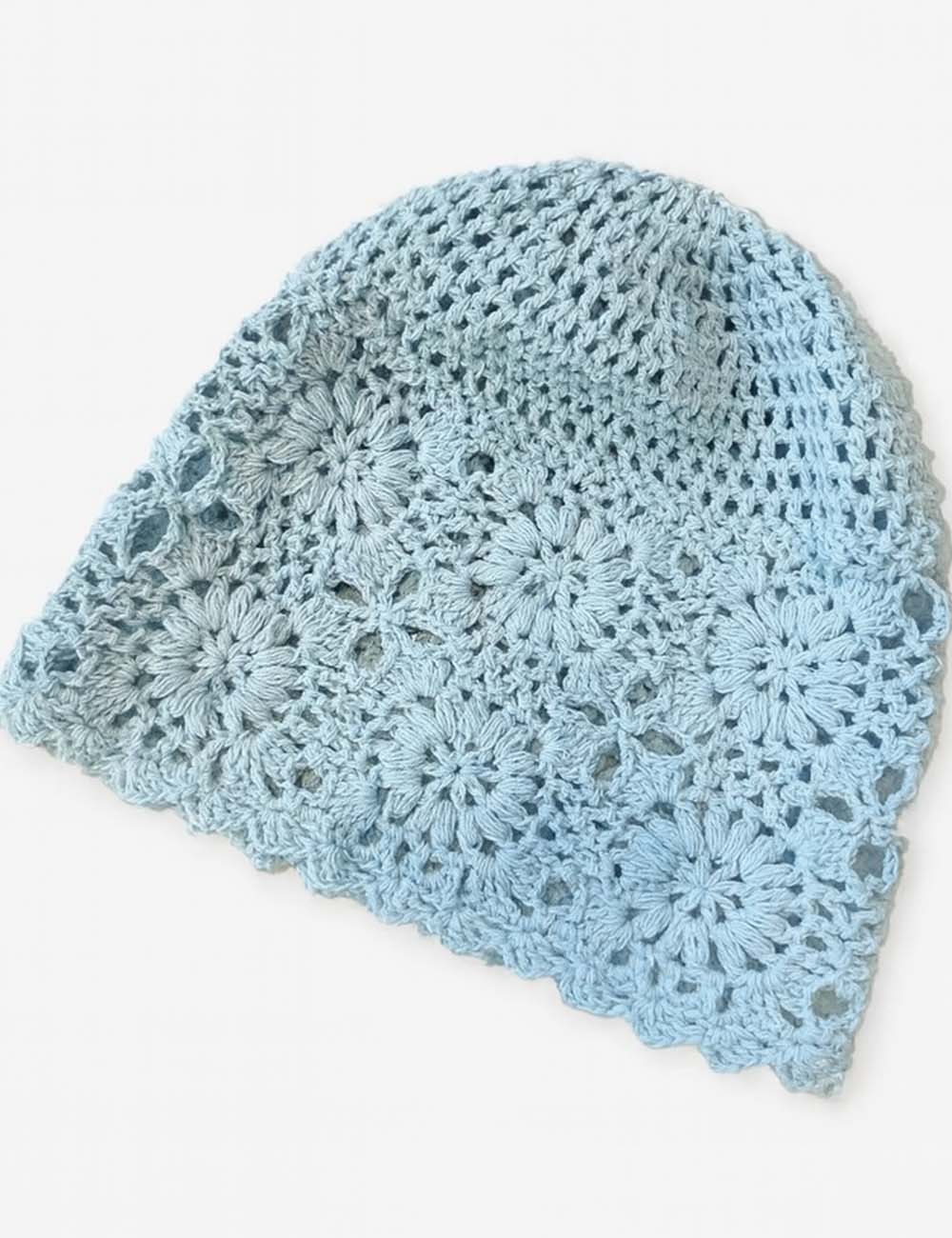 Ladies Boho Crochet Knit Floral Hollow Out Skull Cap Hat