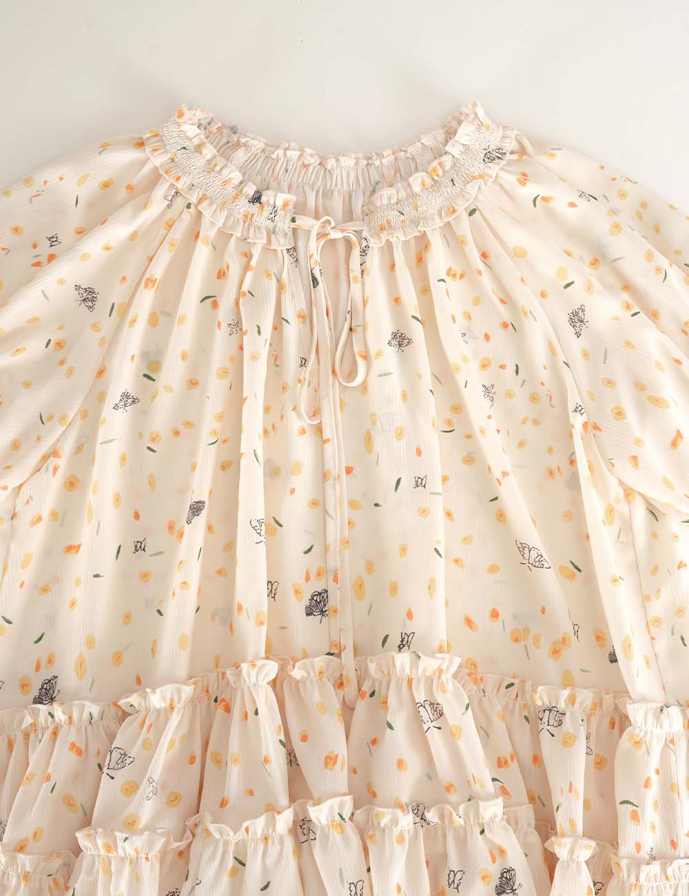 Ladies Floral Print Ruffle Blouse & Maxi Skirt Matching Set