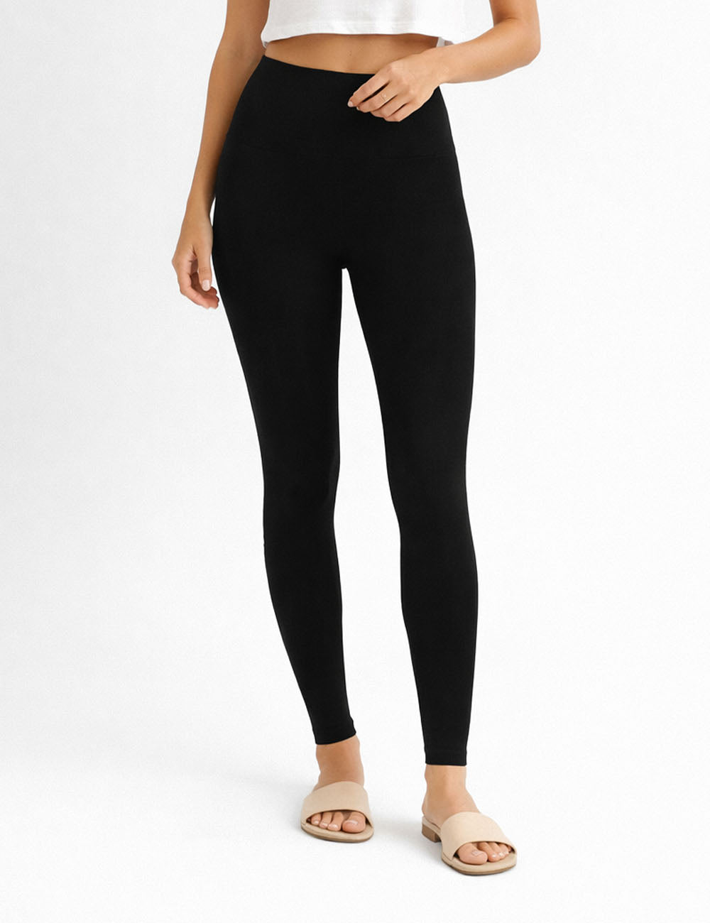 Ladies Seamless Elastic Waist Solid Color Yoga Pants