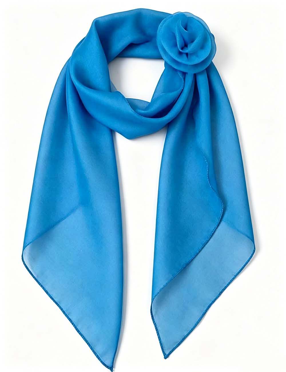 Ladies Chic Solid Color Sheer Detachable 3D Rose Chiffon Scarf