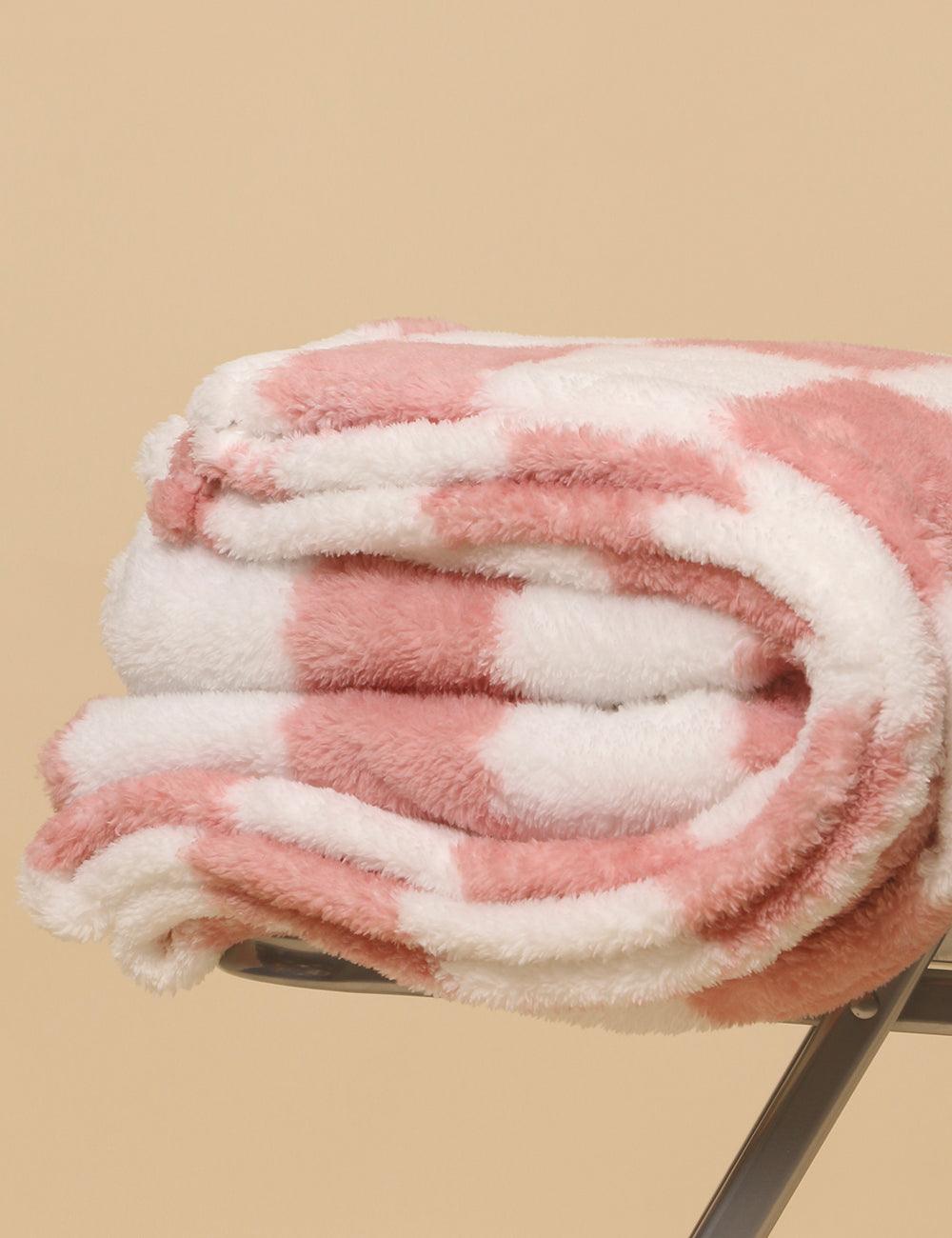Home Coral Color Block Fleece Soft Blanket SKABL4090