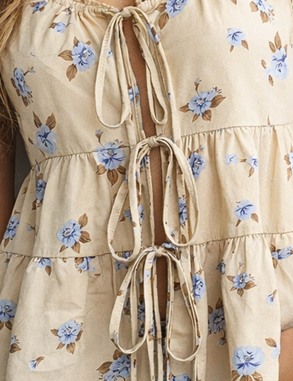 Ladies Boho Floral Print Tie Front Sleeveless Top