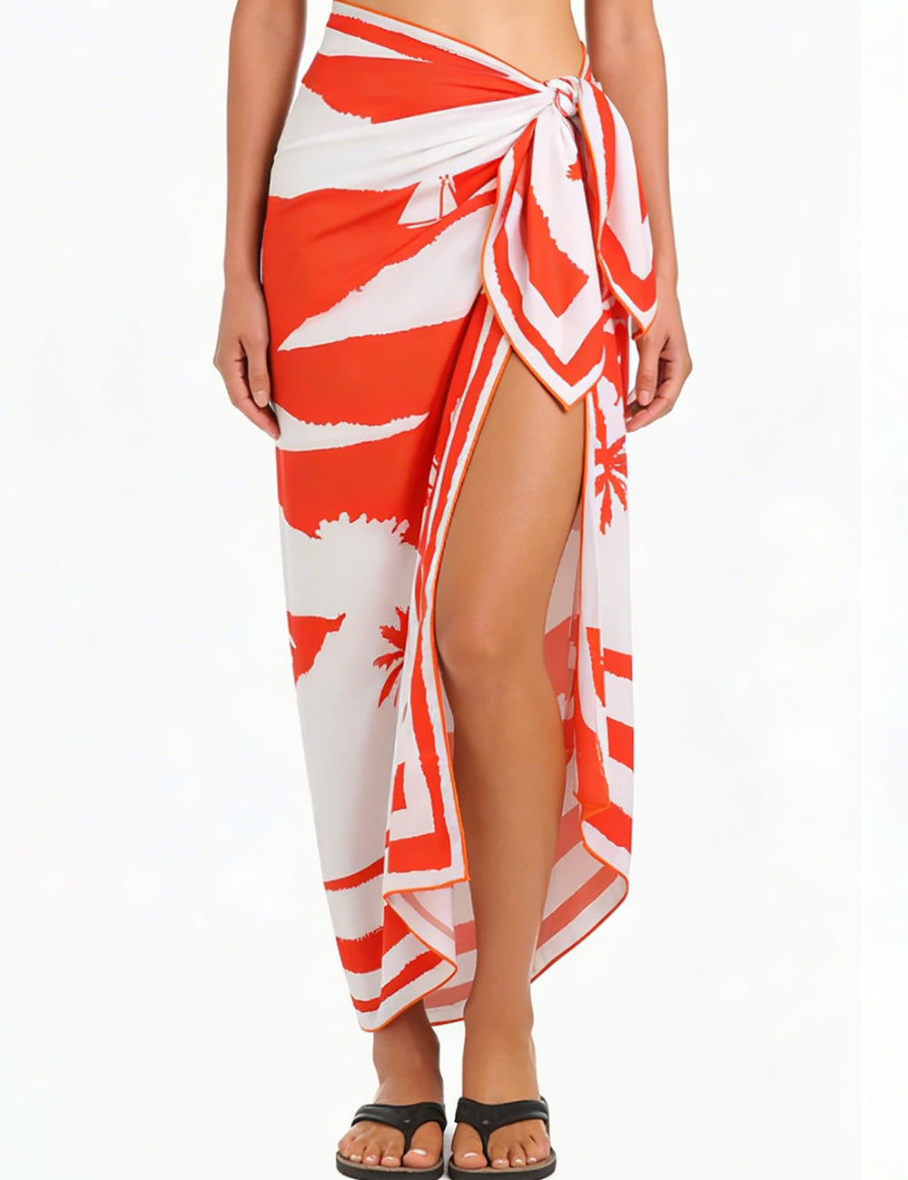 Ladies Palm Print Beach Sarong Wrap Tie Swim Cover Up