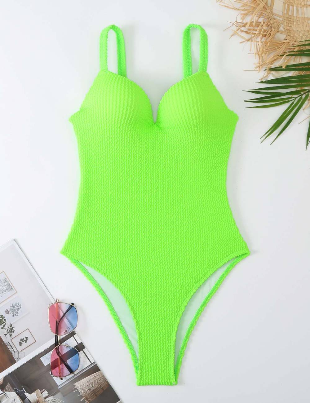 Ladies Wrinkle Basic One Piece Swimwear SKSW40156