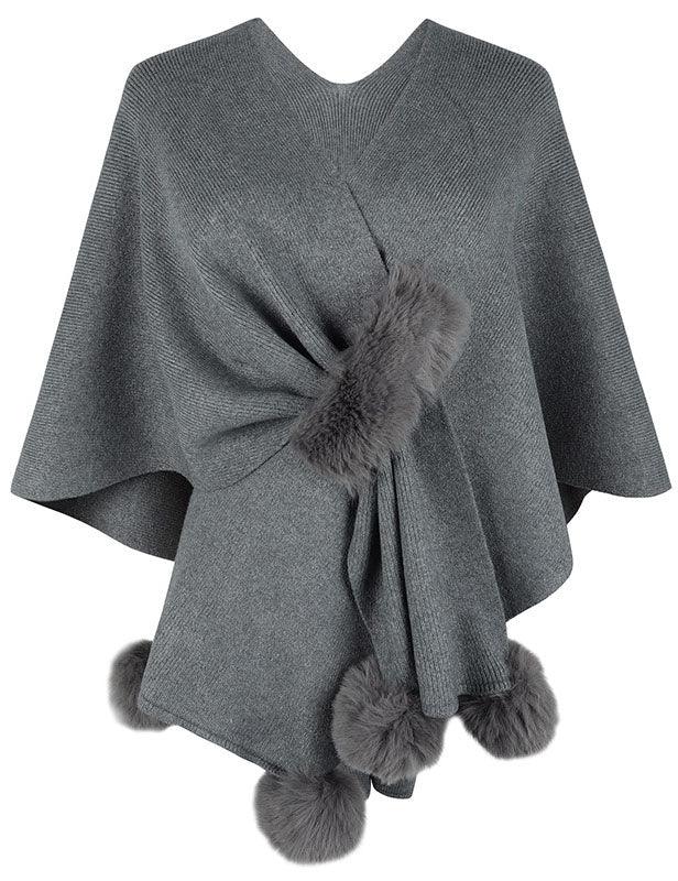 SWEETKAMA Ladies Solid Color Scarf with Faux Mink Knit Shawl SKT4797