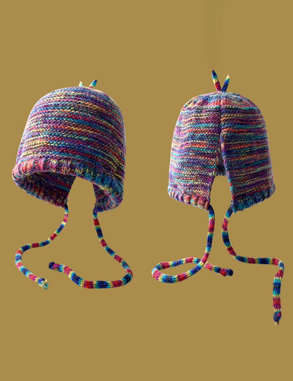 Ladies Multi Color Braided Cord Knit Hat