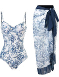 Two Shoulder One Piece Swimwear with Cover 8BK3WST282
