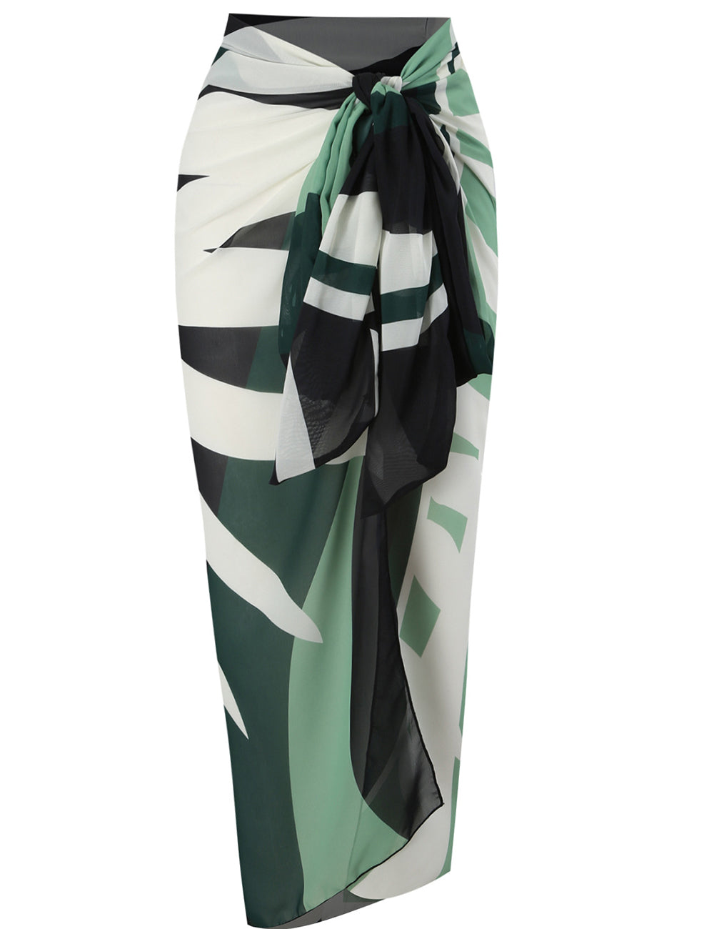 Ladies Tropical Leaf Print Chiffon Wrap Sarong Swim Cover Up