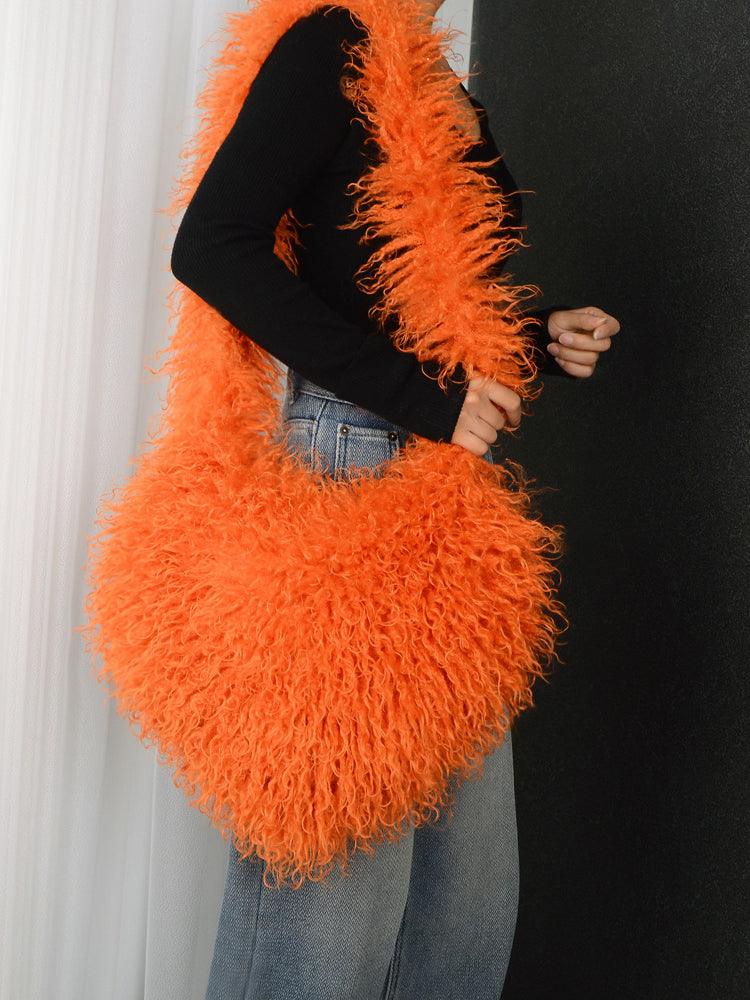 Ladies Y2K Heart-Shaped Plush Bag SKAB4091