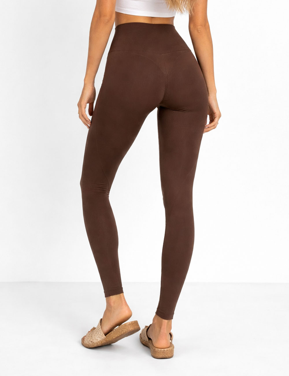 Ladies Seamless Elastic Waist Solid Color Yoga Pants