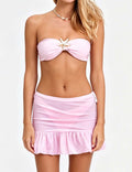 Ladies Starfish 2 Piece Swimsuit Bandeau Bikini Set with Ruffle Mini Skirt