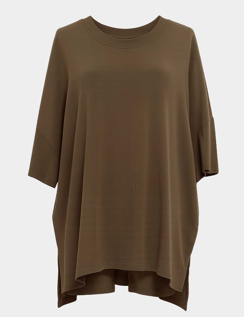 Ladies Solid Loungewear Outfits Loose Top & Slim Shorts Set