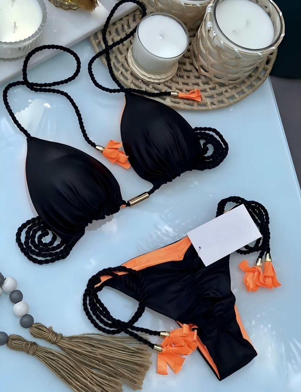 2-Piece Color Block Bikini Set Swimsuit 8BK3WST42
