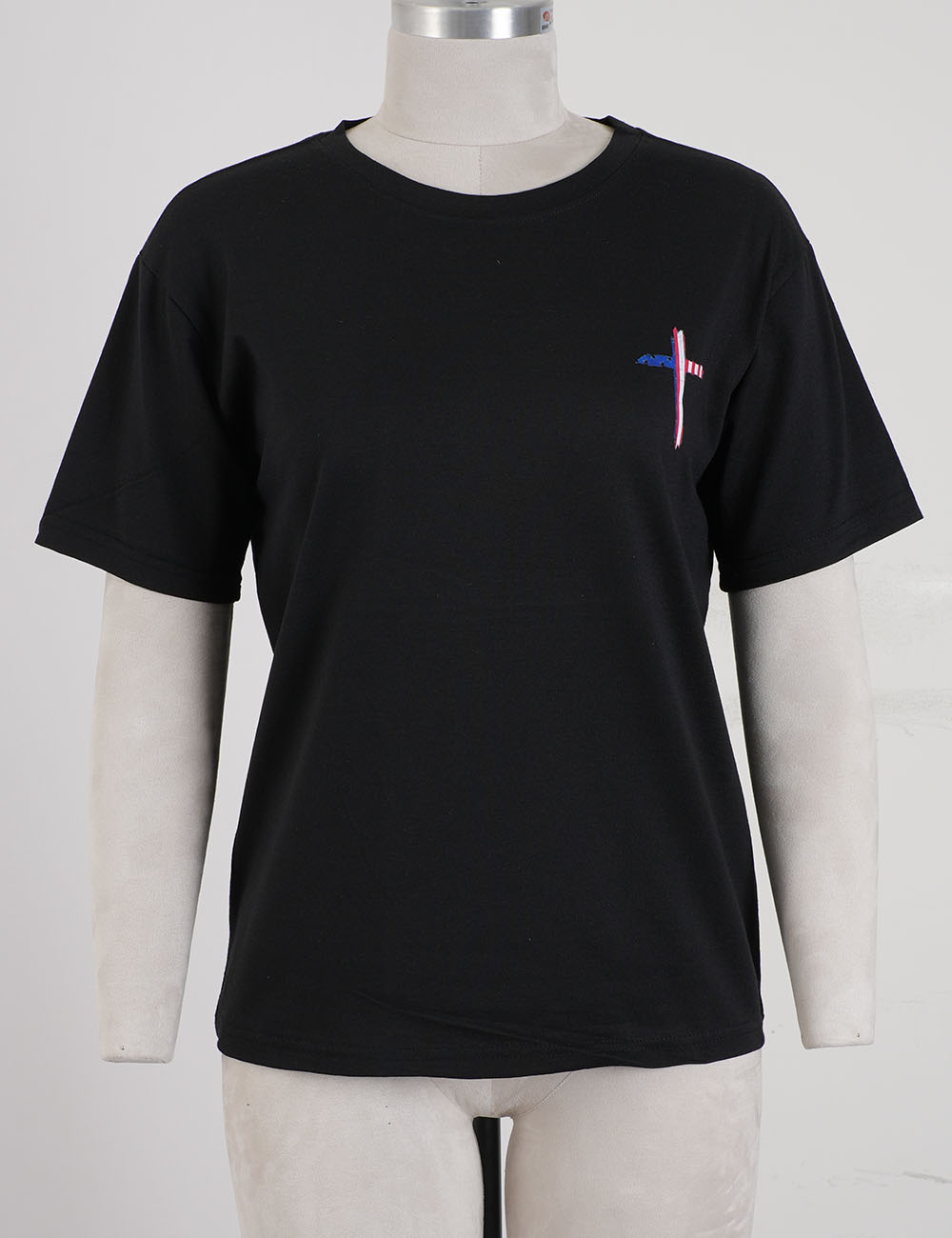 Ladies 4th of July USA Patriotic Cross Short Sleeves Tee