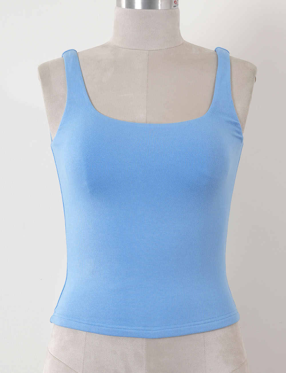 Ladies Casual Solid Color Square Neck Sleeveless Tank Top