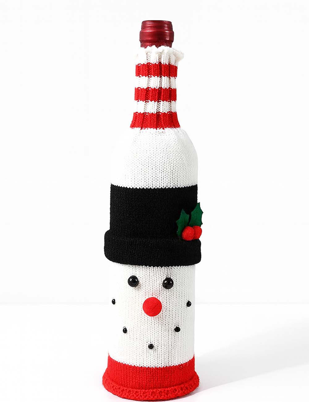 Christmas Knit Santa Reindeer Snowman Holiday Wine Bottle Cover