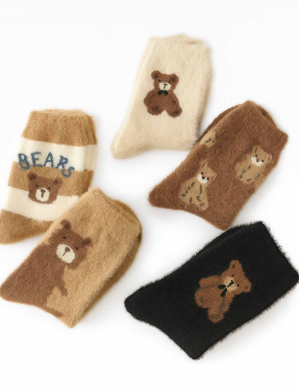 Ladies Fuzzy Cozy Teddy Bear Midi Calf Socks
