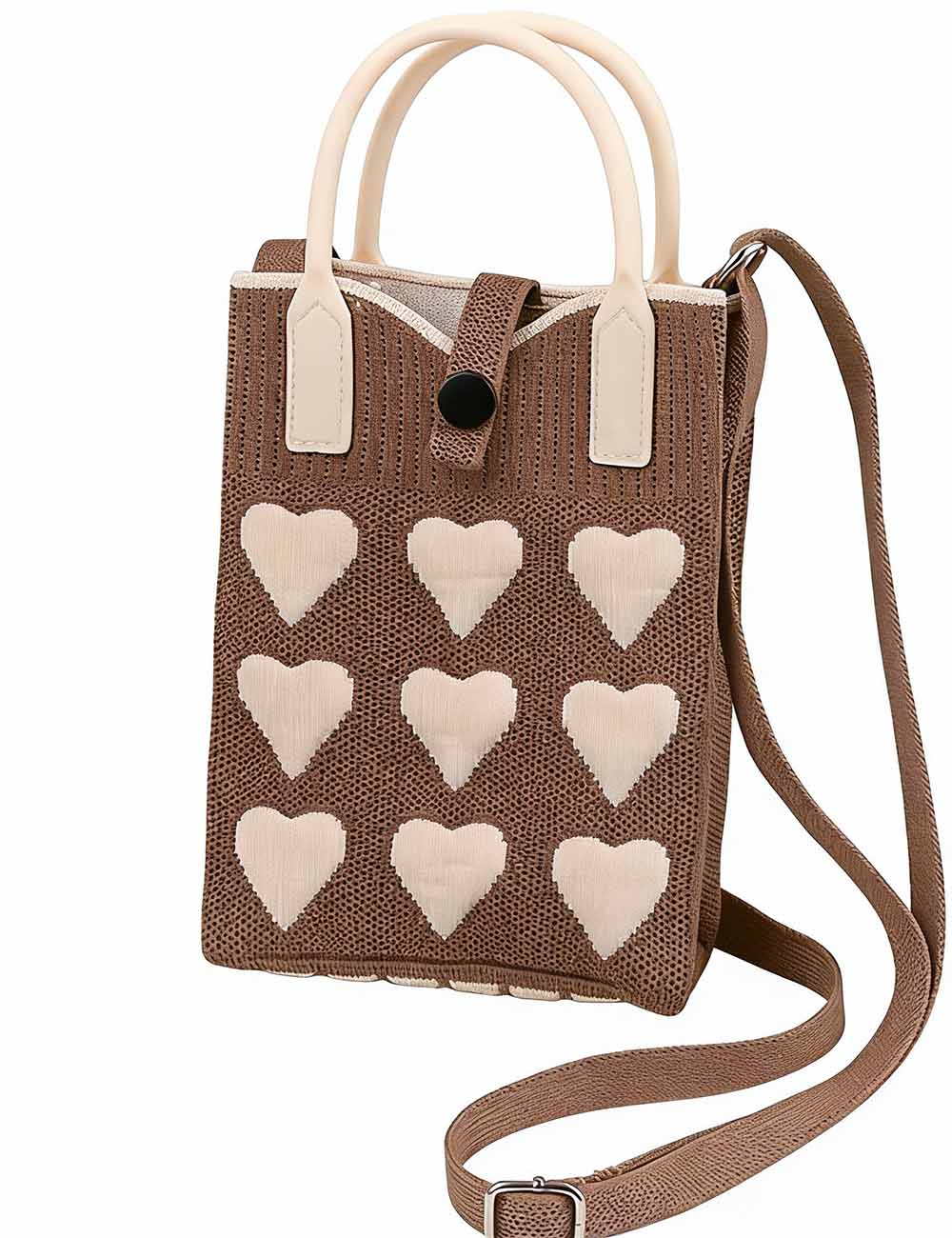 Ladies Valentine Hearts Knitted Mini Crossbody Bag