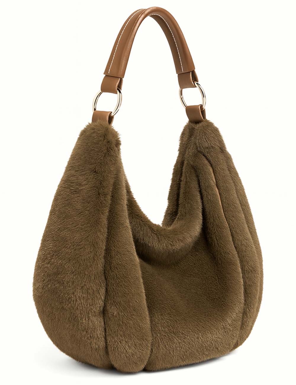 Ladies Faux Mink Fur Handbag Shoulder Tote Bag