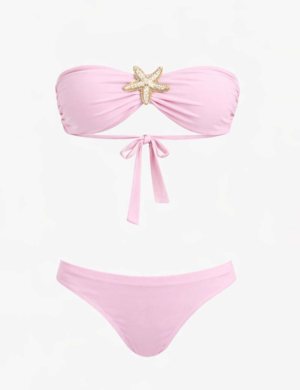 Ladies Starfish 2 Piece Swimsuit Bandeau Bikini Set with Ruffle Mini Skirt