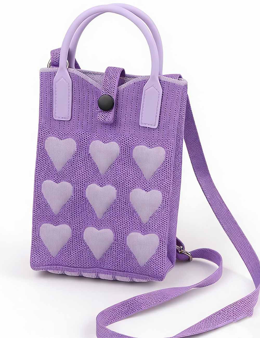 Ladies Valentine Hearts Knitted Mini Crossbody Bag