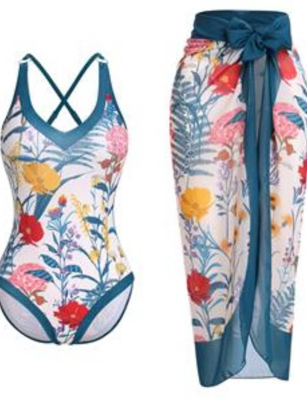 Ladies Floral One Piece Swimwear with Cover SKSW40153