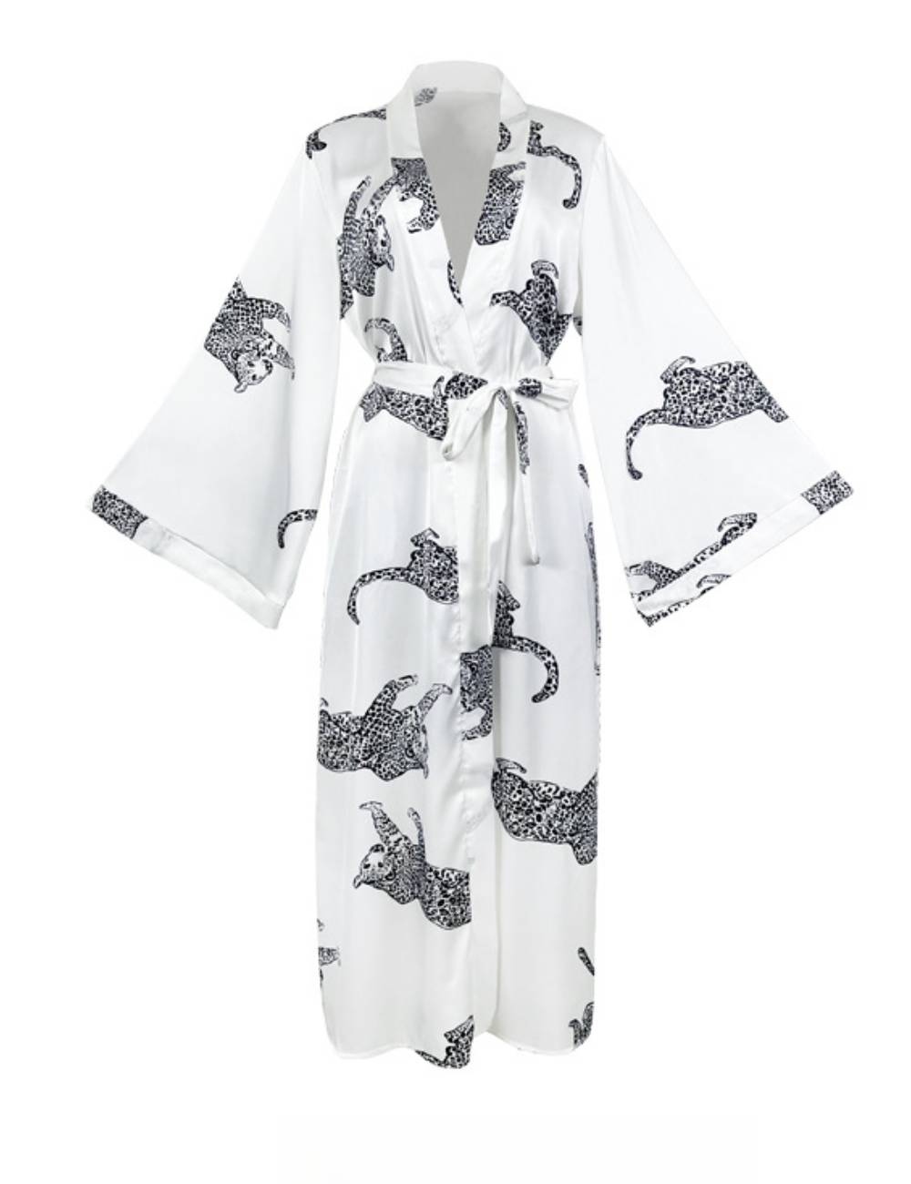 Ladies V-Neck Long Sleeves Waist Tie Pajama Robe SKRB50501