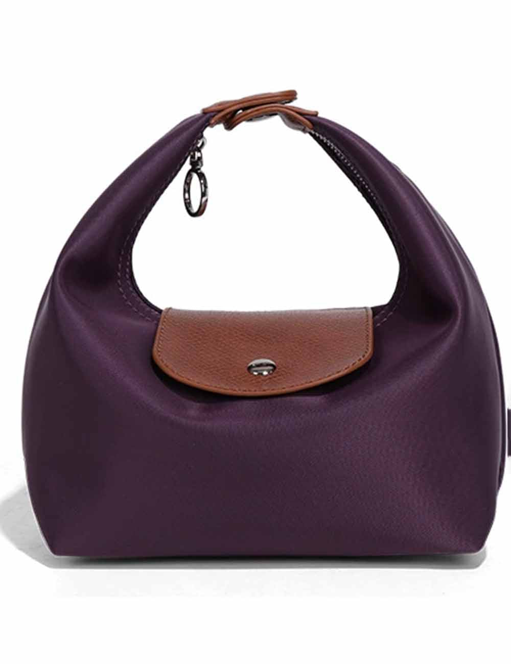 Ladies Nylon Color Block Hobo Mini Handbag Shoulder Bag
