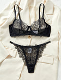 Ladies See Through Rose Embroidery lingerie Set SKLG4142