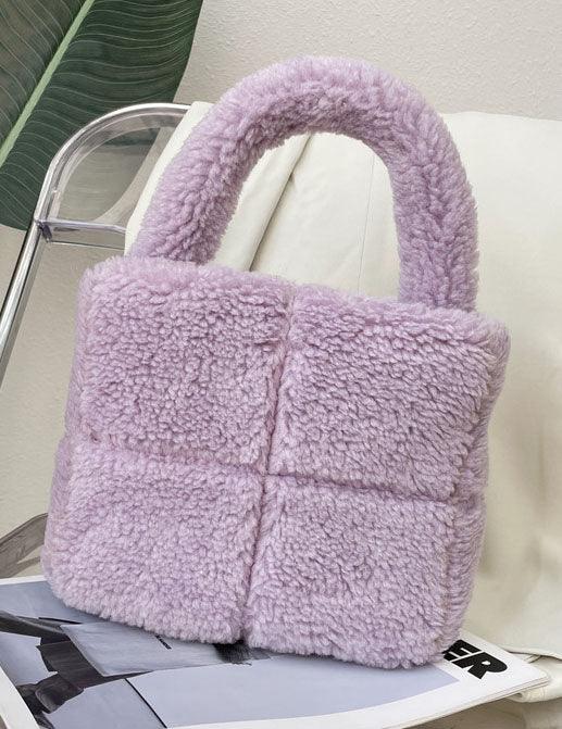 Ladies Fleece Faux Fur Looking Hand Bag SKABG4099