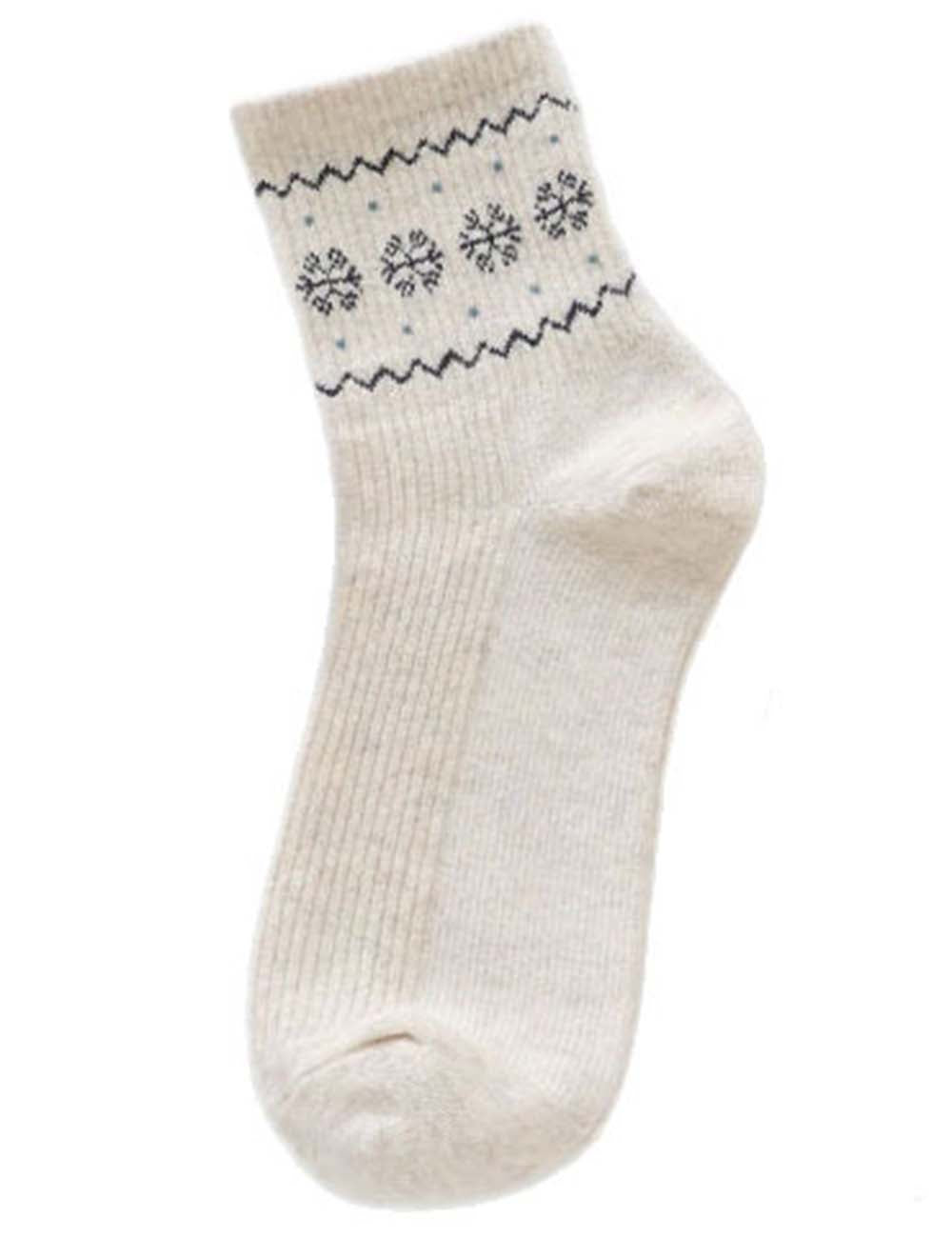 Ladies Fair Isle Snowflake Pattern Midi Calf Knit Socks