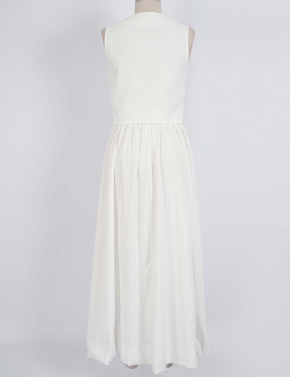 Ladies Chic Sleeveless Button Crop Top & Split Maxi Skirt Matching Set