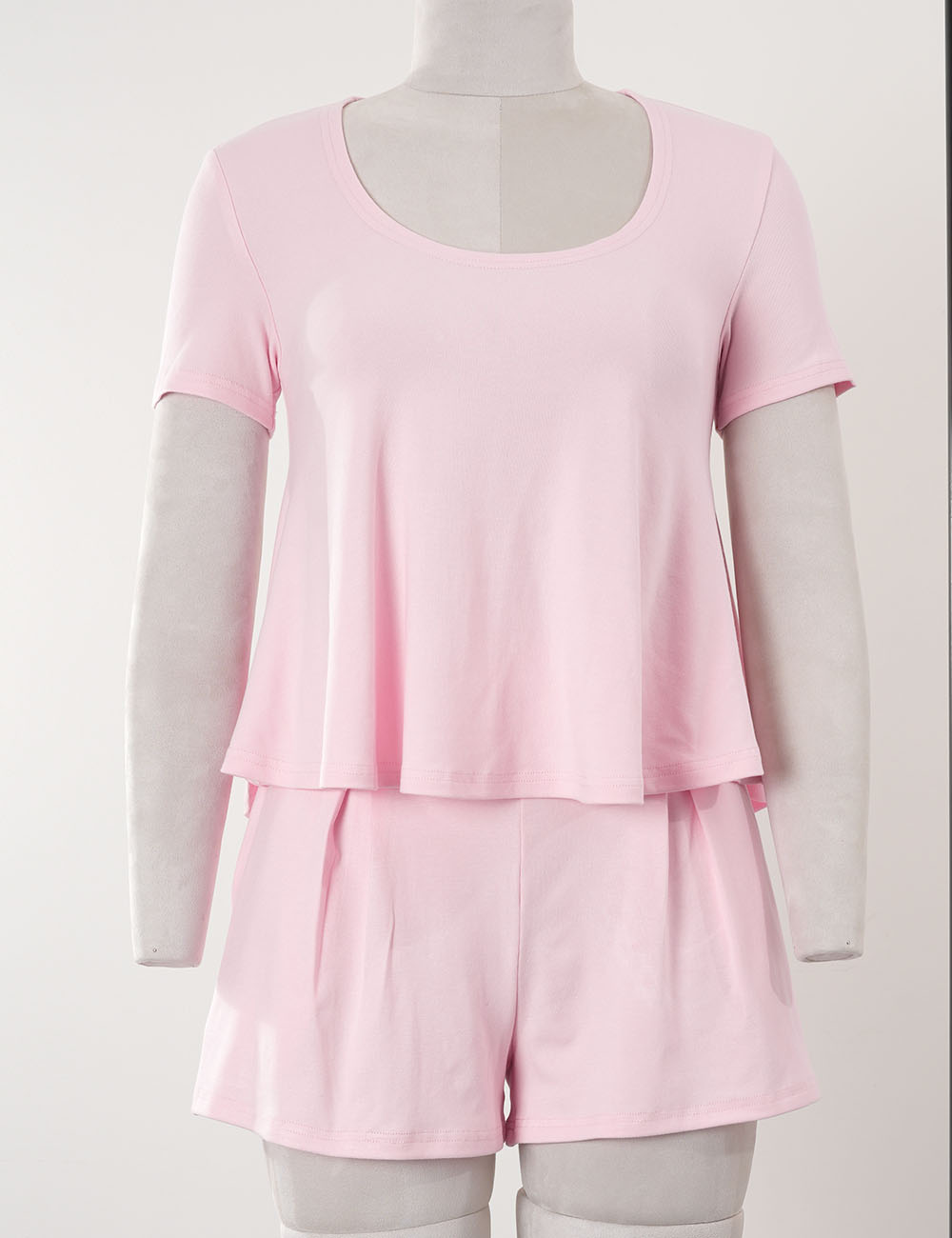 Ladies Everyday Ribbed Knit Top & Wide Leg Shorts Matching Set