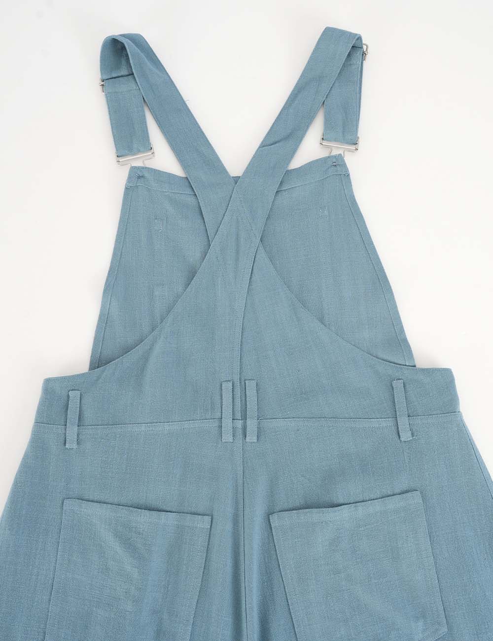 Ladies Casual Overall Solid Color Barrel Leg Denim Jumpsuit