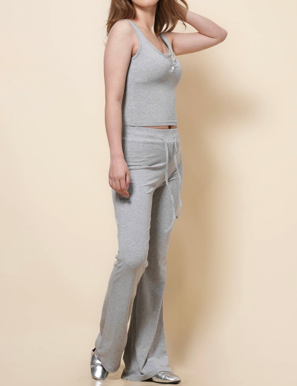 Ladies U-Neck Top Pants 2PCS Lounge Set SKST41214