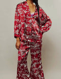 Ladies V-Neck Floral Print Top & Pants Set SKST51306