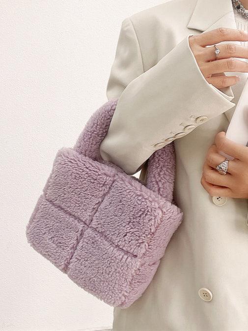 Ladies Fleece Faux Fur Looking Hand Bag SKABG4099