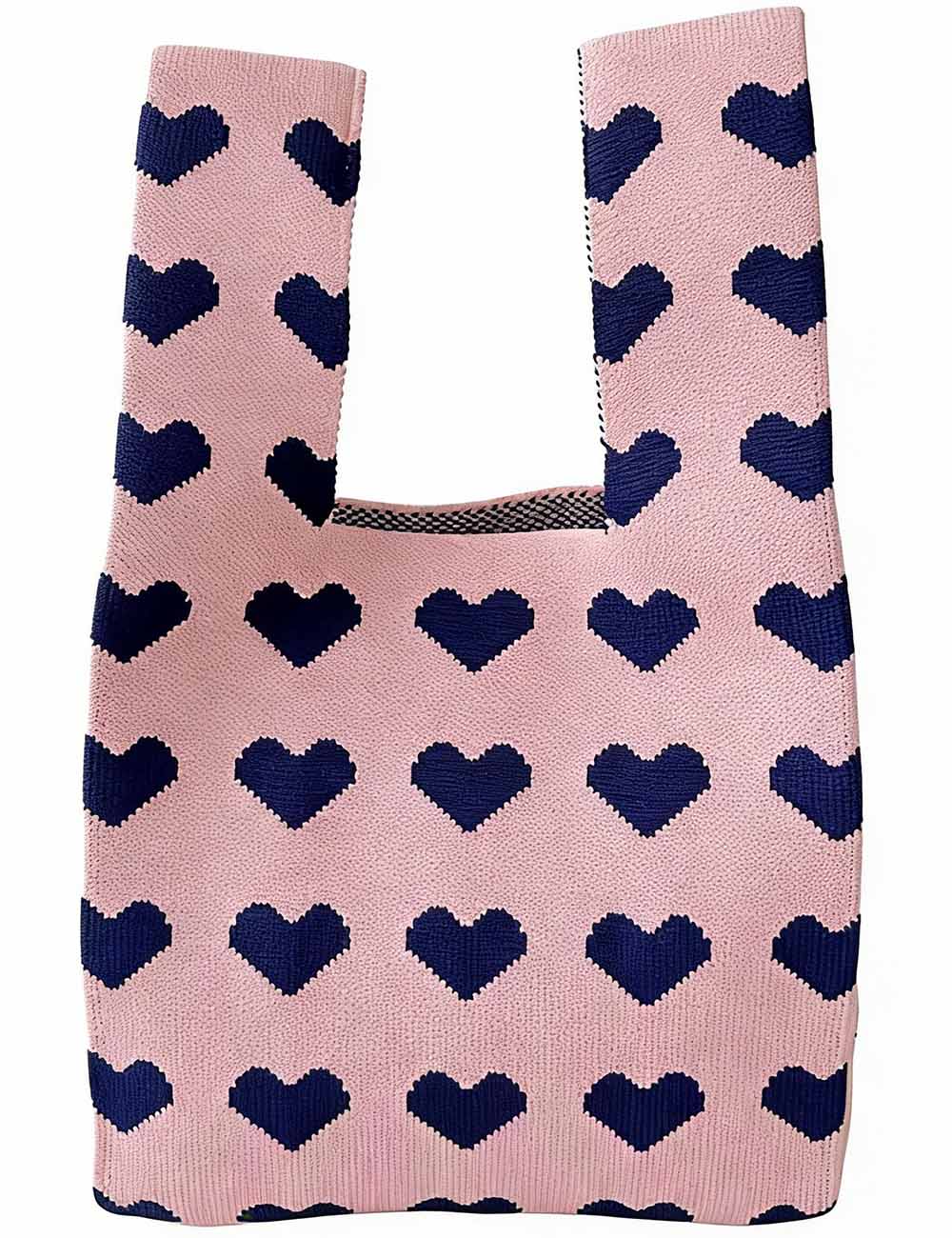 Ladies Valentine's Heart Knit Handbag Mini Tote Bag
