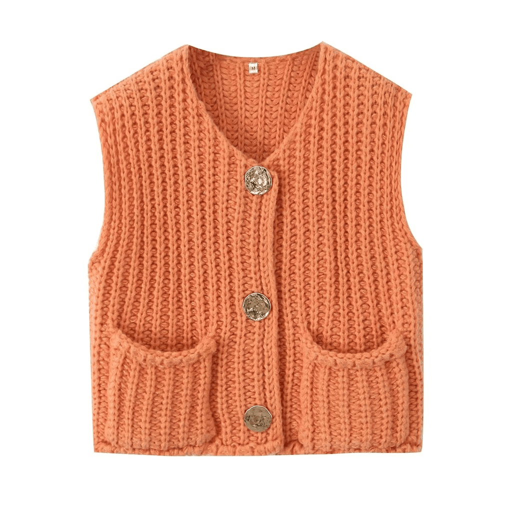 Ladies Chunky Open Knit Sweater Vest