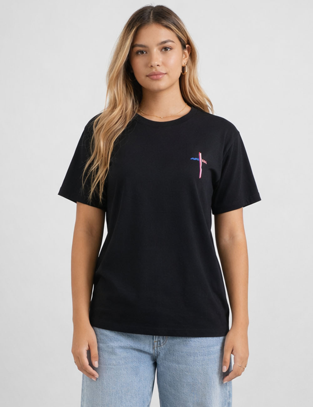 Ladies 4th of July USA Patriotic Cross Short Sleeves Tee