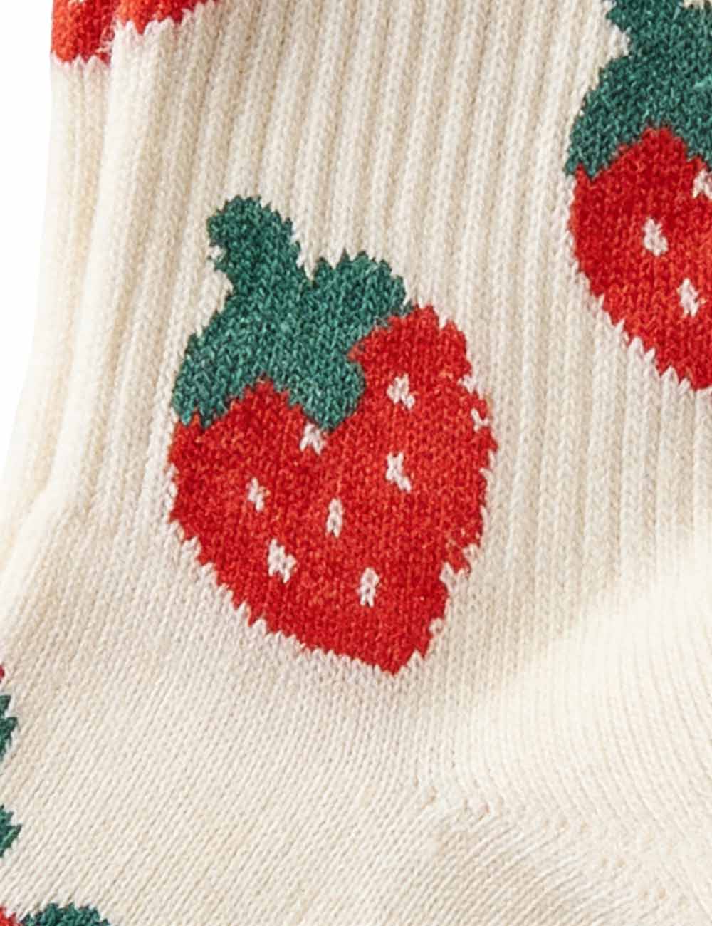 Ladies Cute Strawberry Pattern Midi Calf Socks