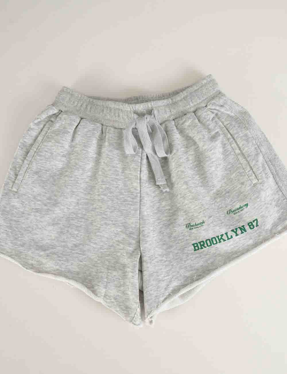 Ladies Letter Print Drawstring Elastic Waist Wide Leg Shorts