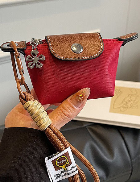 Ladies Color Block Flap Mini Wallet Bag with Key Chain