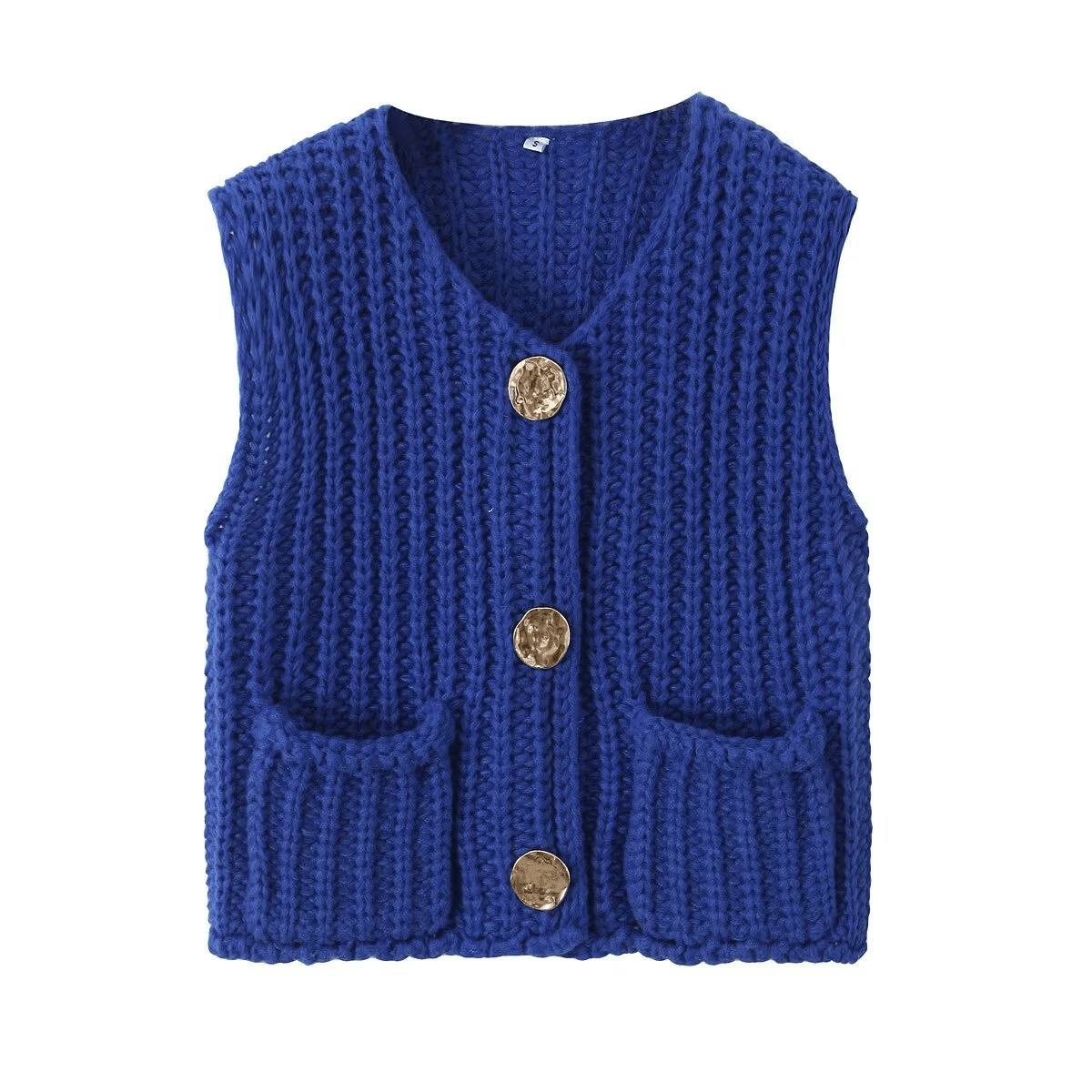 Ladies Solid Color Sleeveless Open Knit Sweater Vest