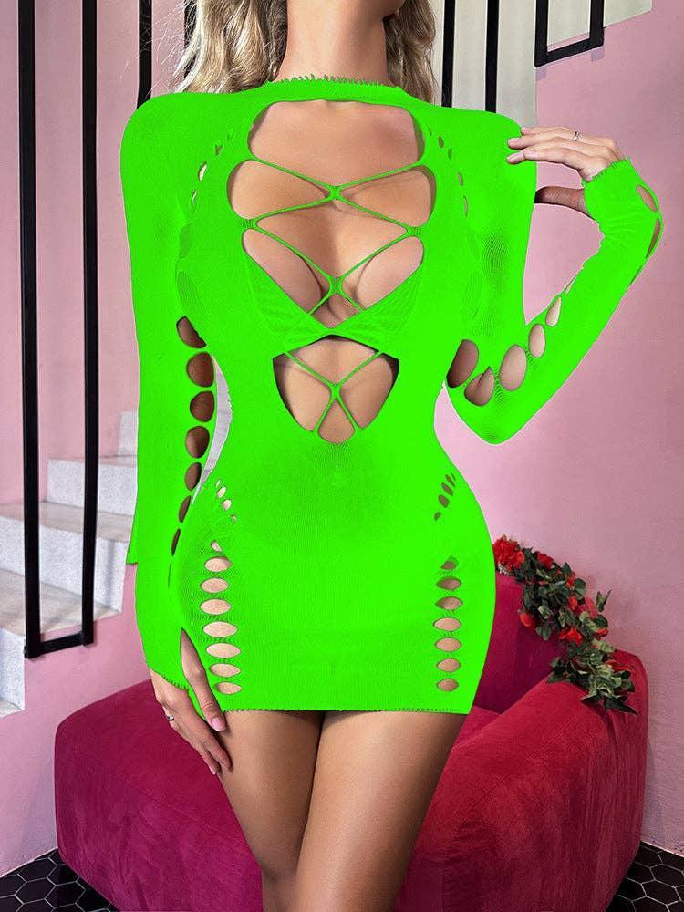 Fishnet Bodysuit Mesh Teddy Sexy Lingerie Dress